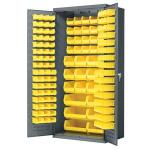 AkroBin® Cabinet w/ Louvered Panels & Assorted AkroBins
